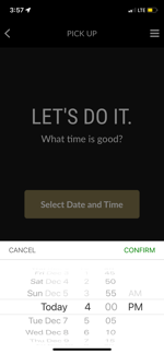 A screenshot of the app showing the time selection tool