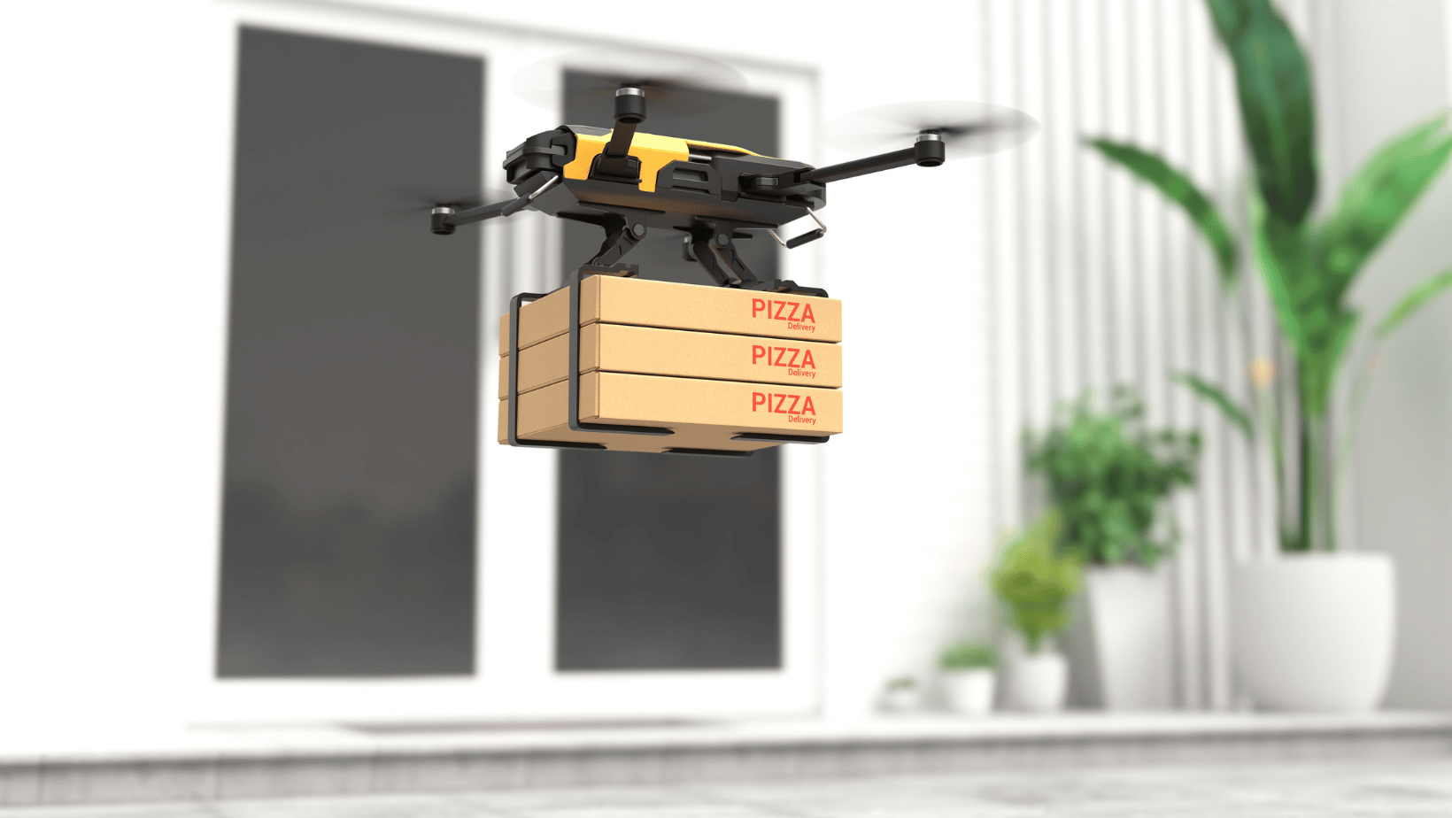 Drone delivering pizzas.