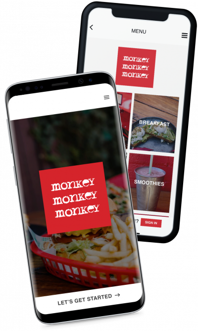 three monkeys cafe ordering and reward app