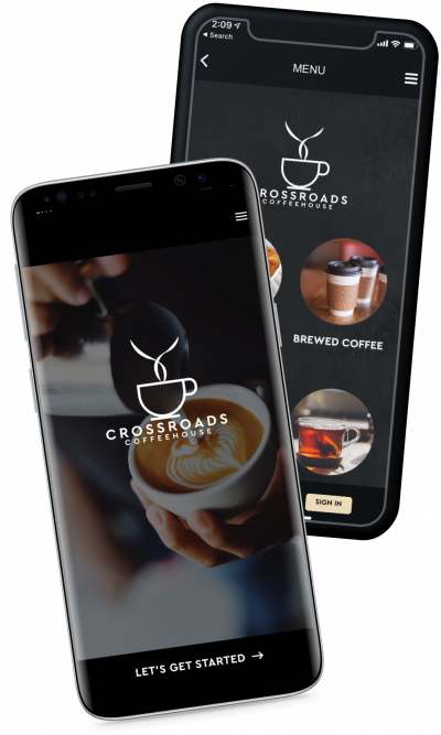 crossroads coffeehouse ordering and reward app