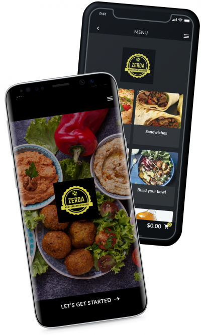 zerda mediterranean cuisine ordering and reward app