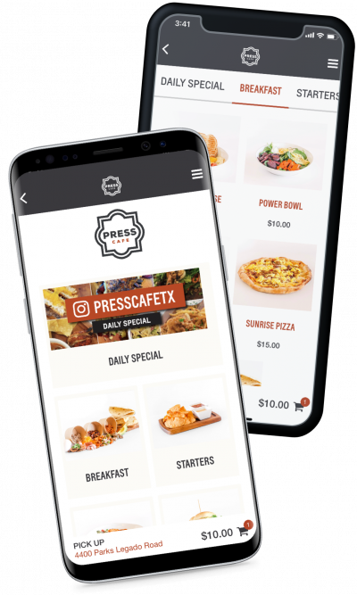 press cafe ordering and reward app