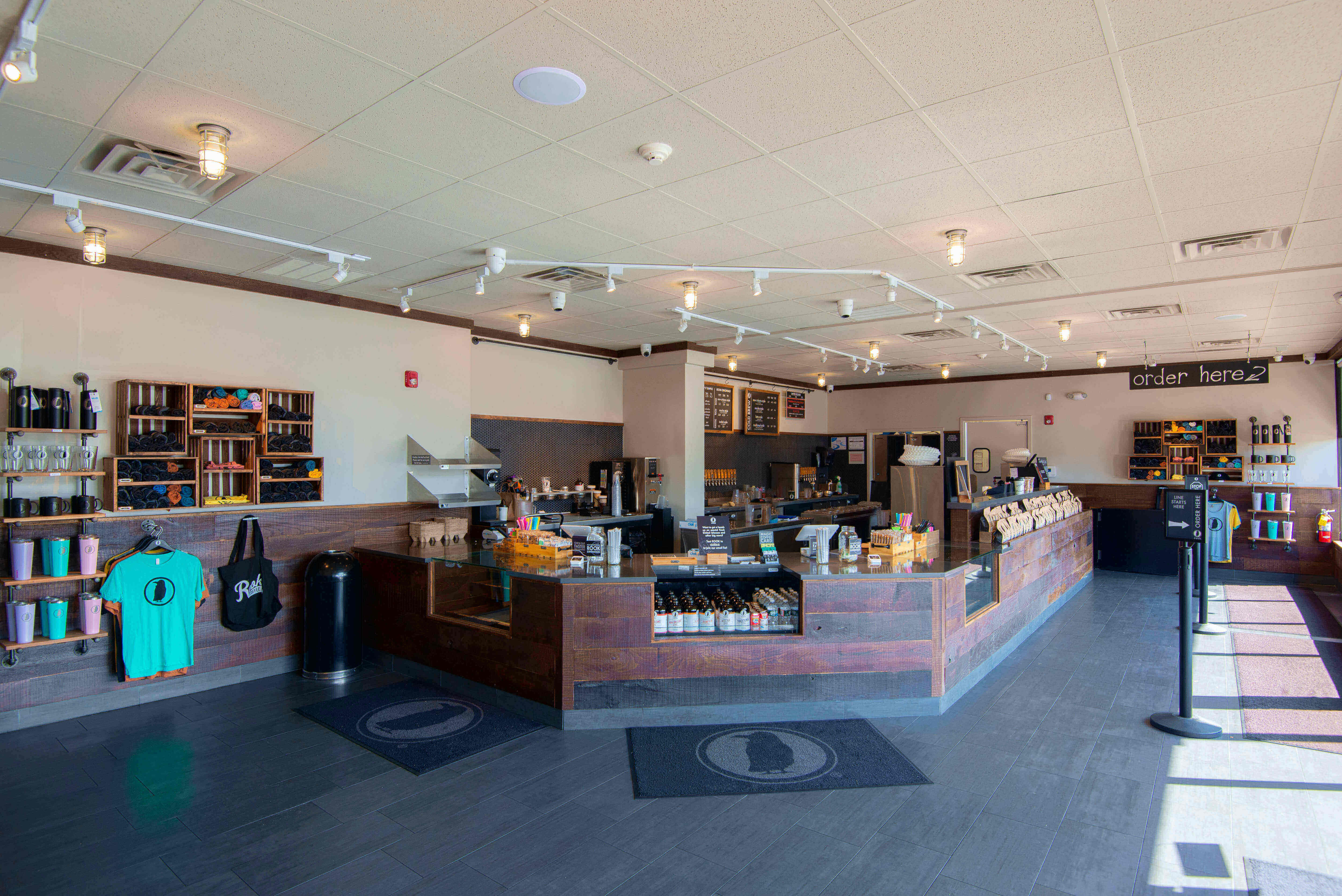 The inside of a Rook Coffee Shop showing the order counter