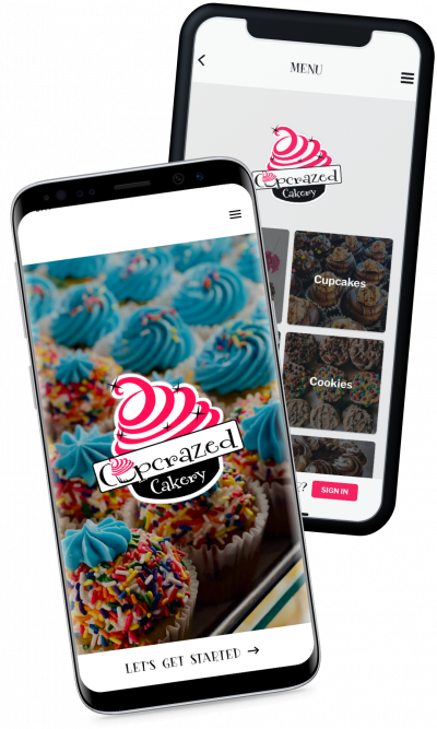 The Cupcrazed app showing on two phones