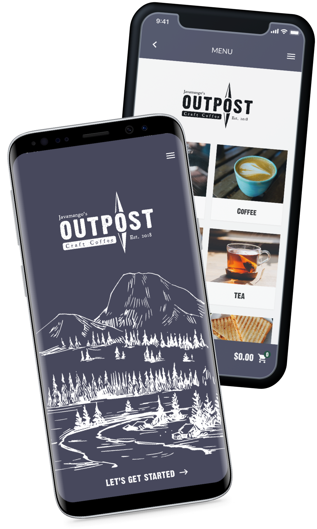 Two iPhones showing the The Outpost app.