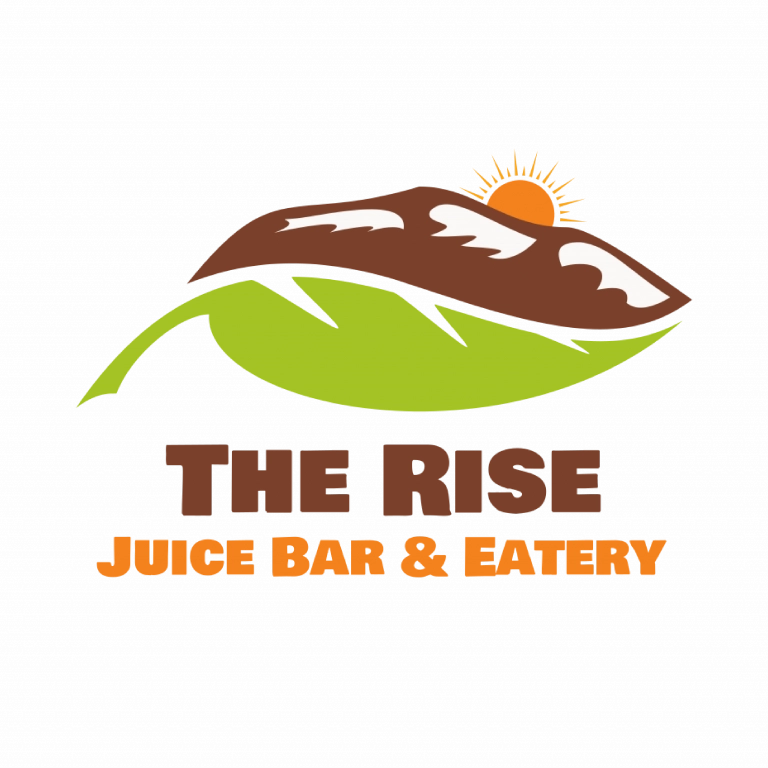 The Rise Juice Bar & Eatery logo. A leaf with a sun rising over it.